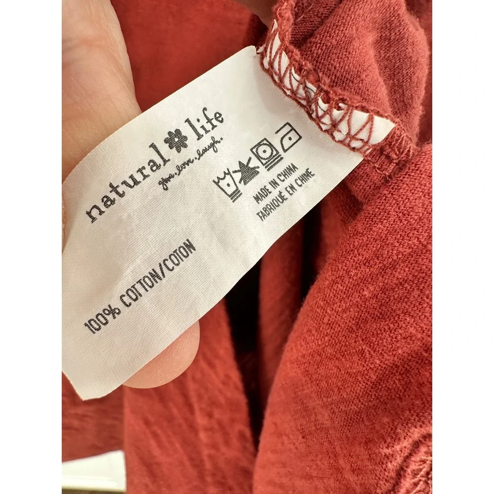 Natural Life Tank Dress Crochet Trim Rust Orange Cotton‎ Size L